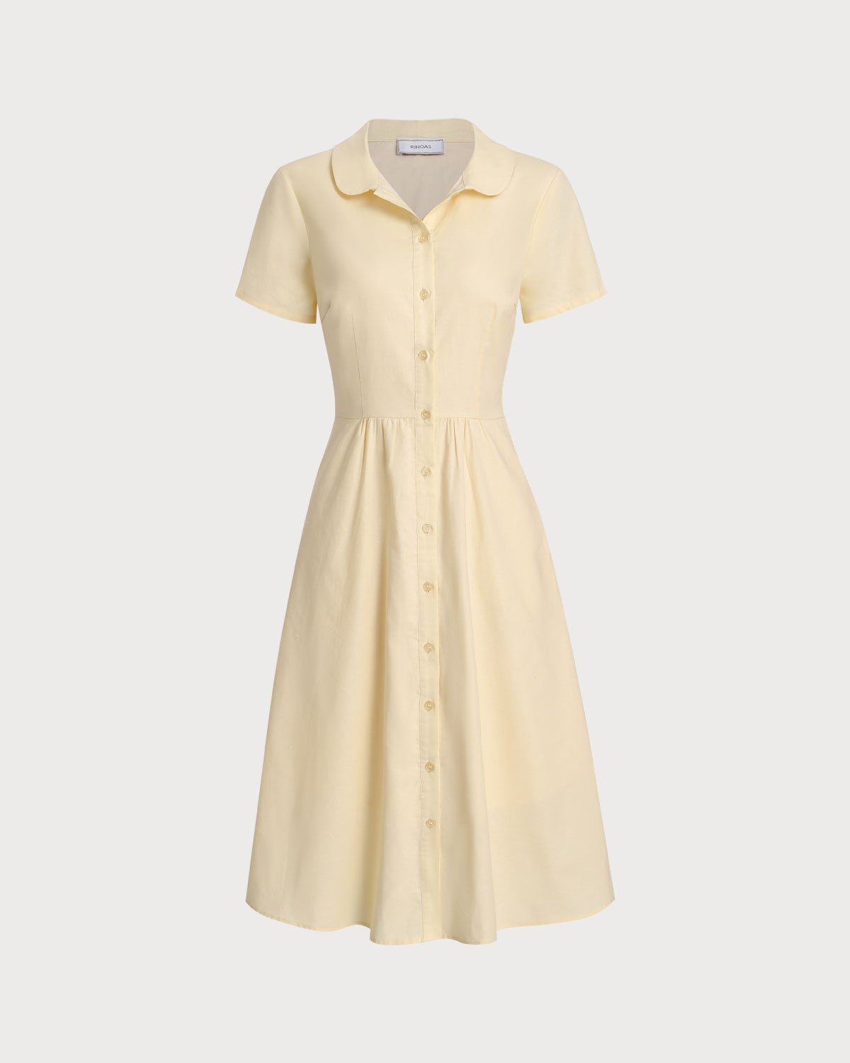Vestido Midi de Manga Corta Amarillo