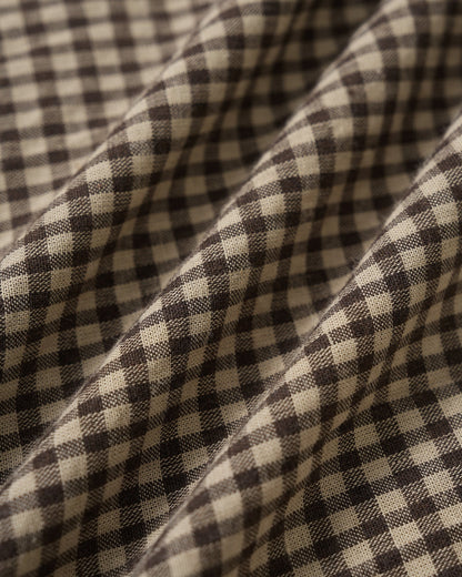 Vestido Mini de Algodón a Cuadros Marrón con Cuello
