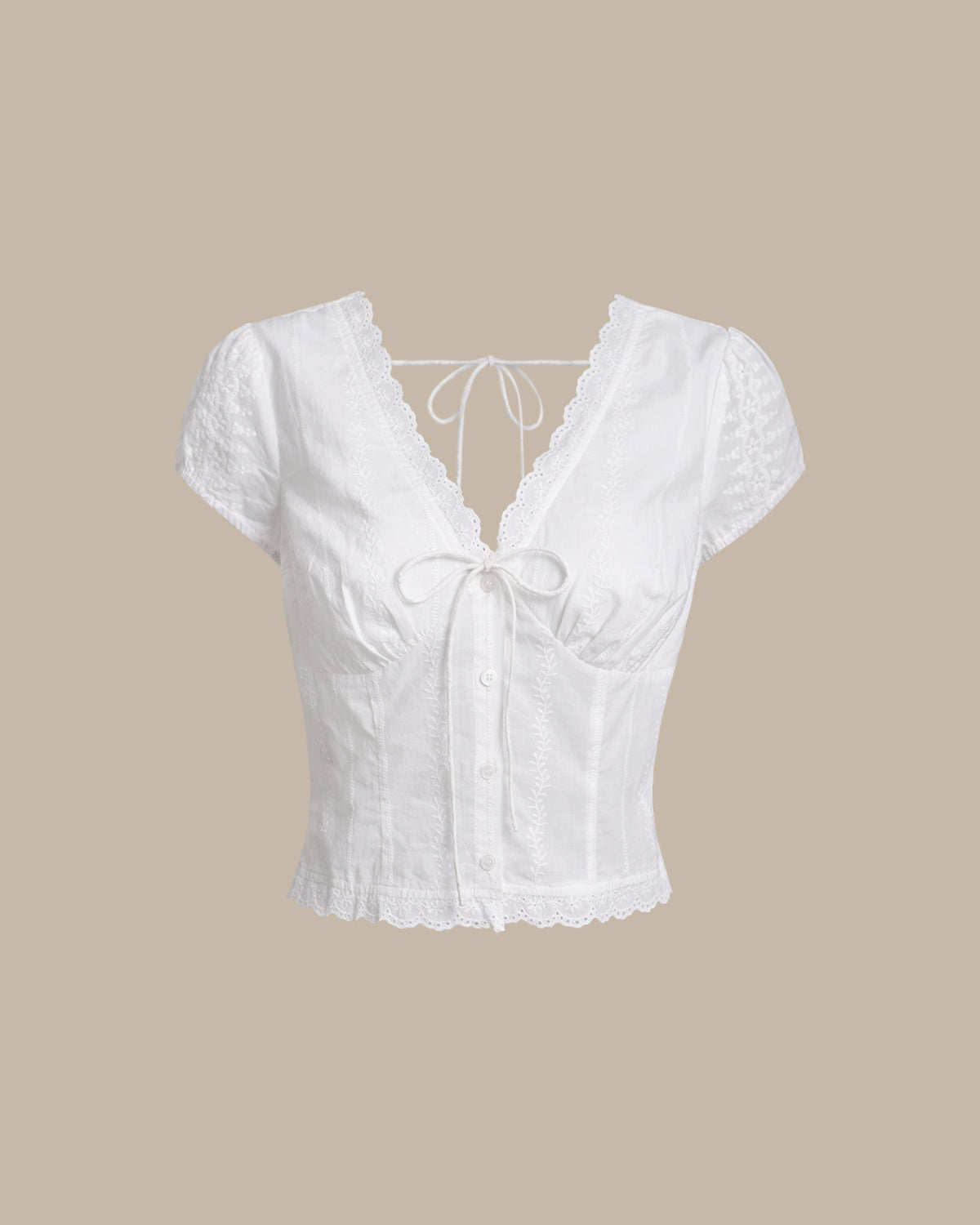 Blusa de Manga Corta Texturizada Blanca
