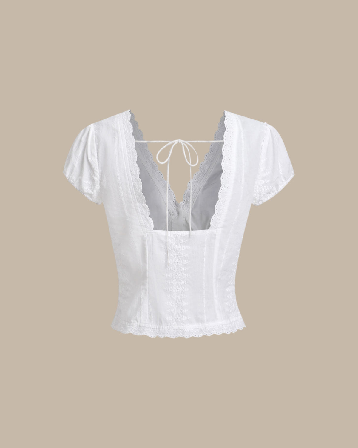 Blusa de Manga Corta Texturizada Blanca