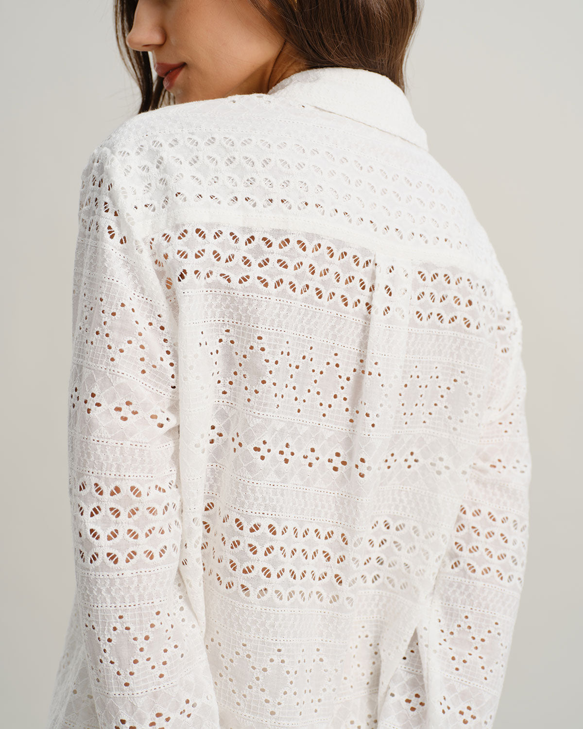 Camisa Casual Suelta Texturizada Blanca