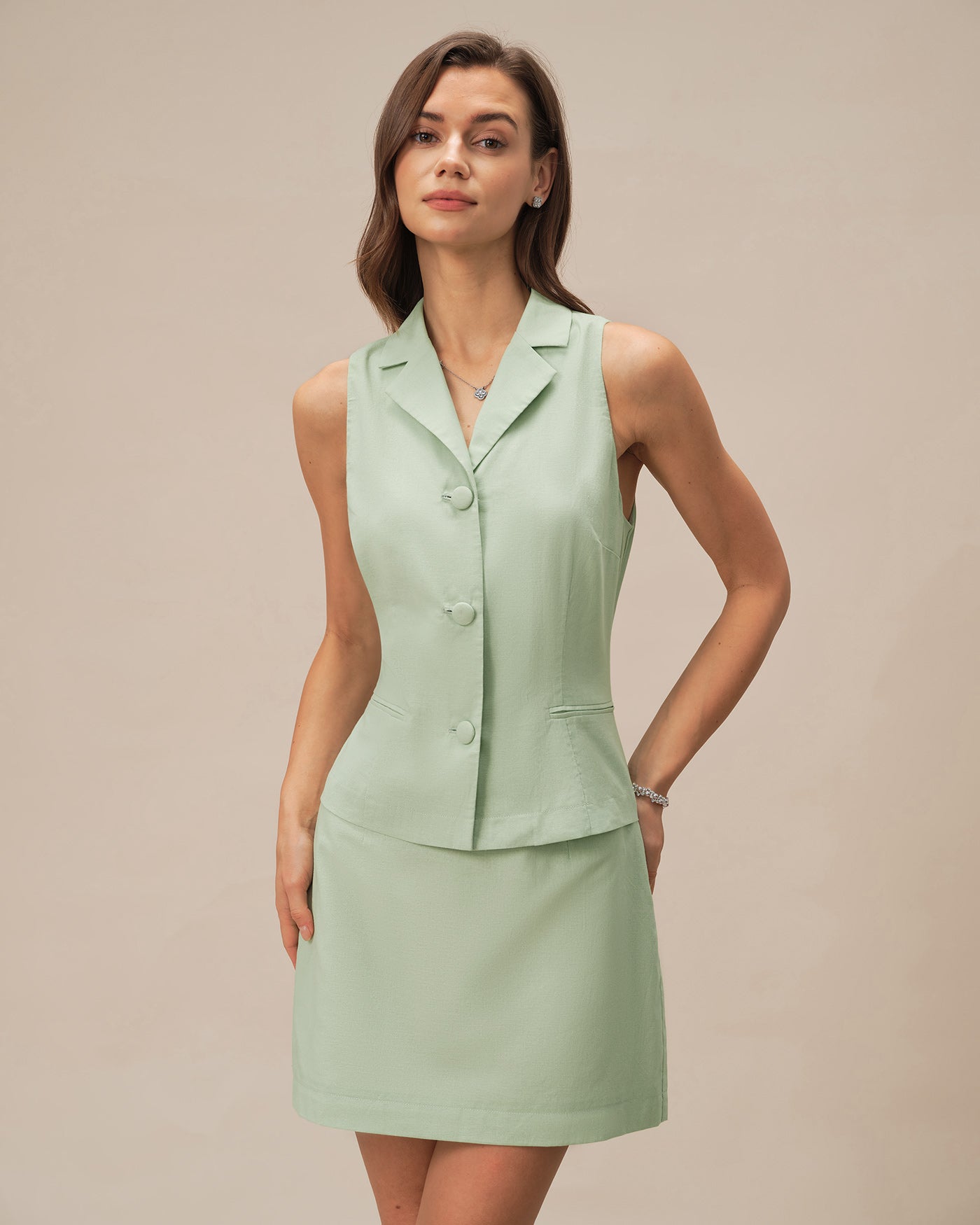 Falda Mini A-Line Sólida Verde