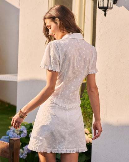 Falda Mini A-Line con Volantes Blanca