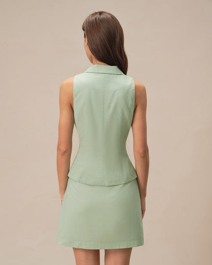 Falda Mini A-Line Sólida Verde