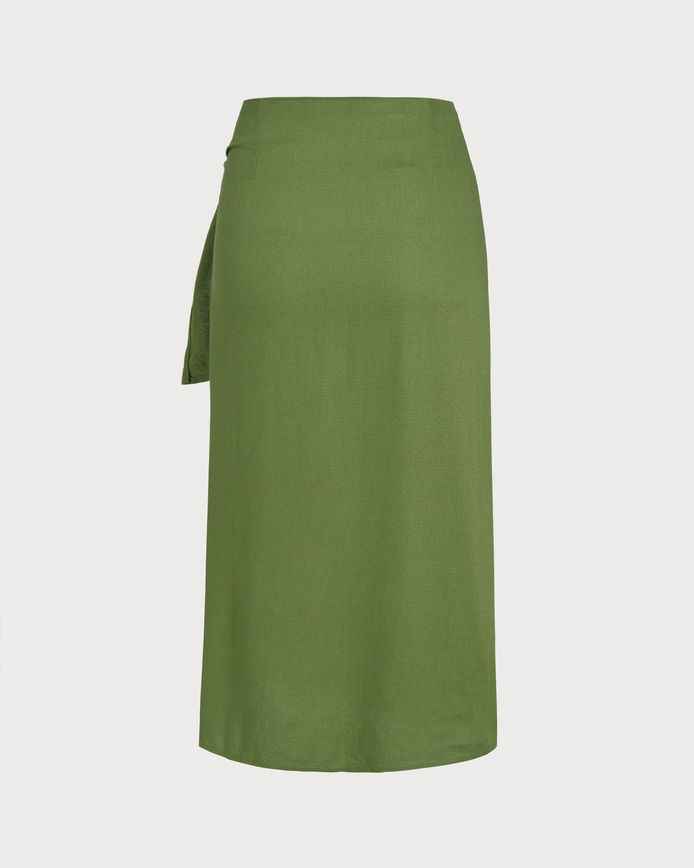 Falda Midi Sólida Verde con Cinta