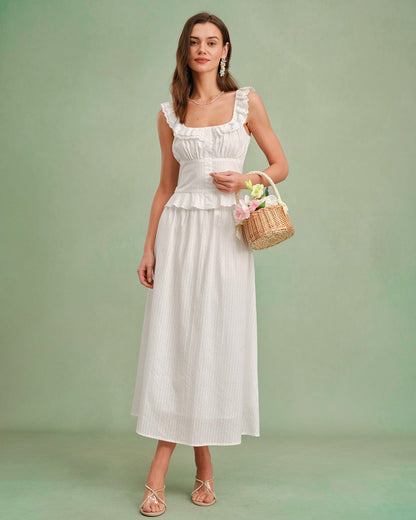 Falda Midi A-Line Sólida Blanca