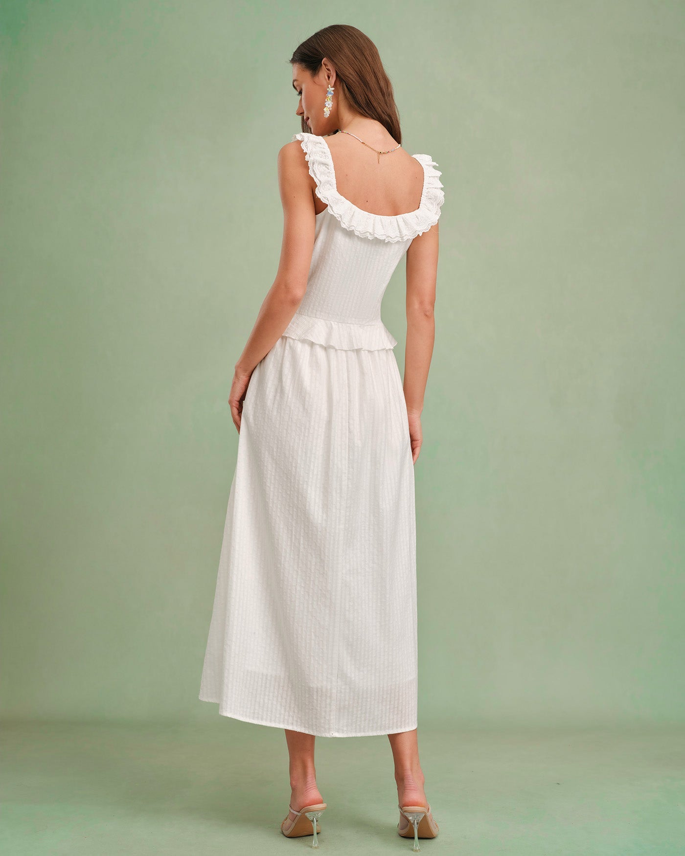 Falda Midi A-Line Sólida Blanca