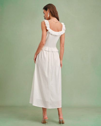 Falda Midi A-Line Sólida Blanca