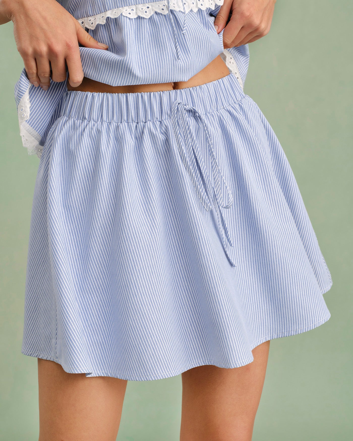 Falda Mini con Cintura Elástica Azul