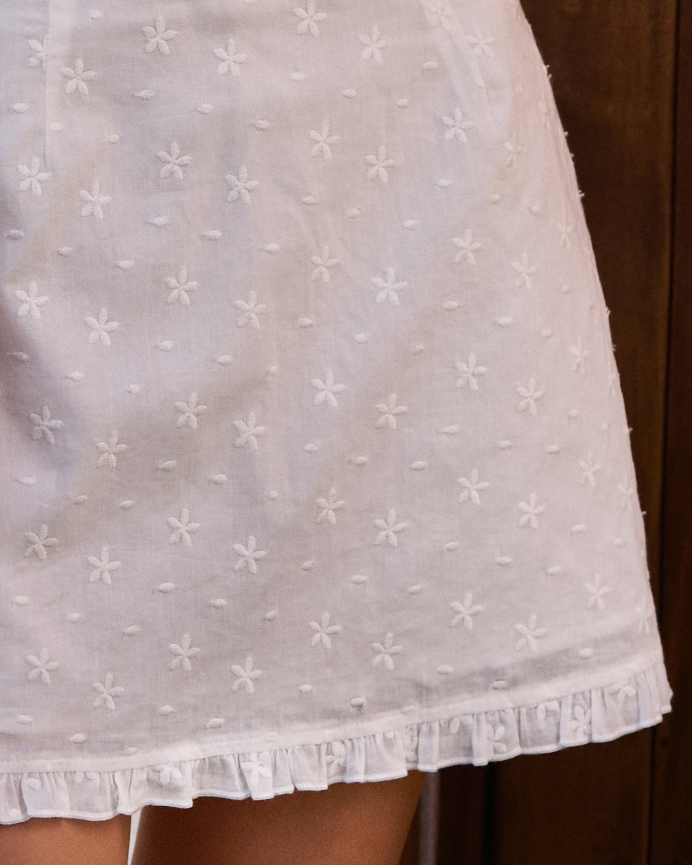 Falda Mini A-Line con Volantes Blanca