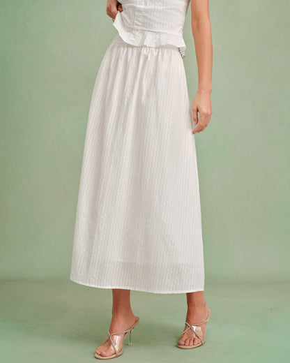 Falda Midi A-Line Sólida Blanca