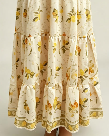 Vestido Maxi Floral con Halter de Albaricoque