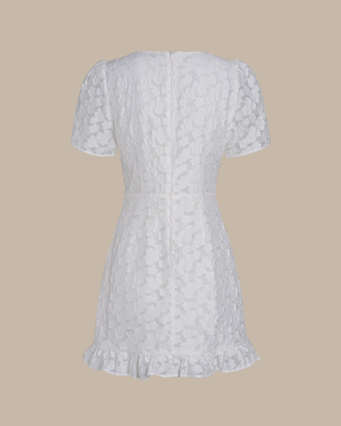 Vestido Mini Jacquard Blanco con Escote en V