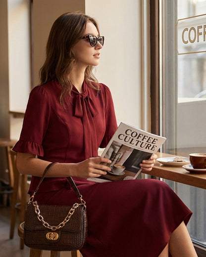 Blusa Roja con Mangas Abullonadas
