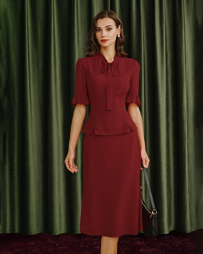 Blusa Roja con Mangas Abullonadas