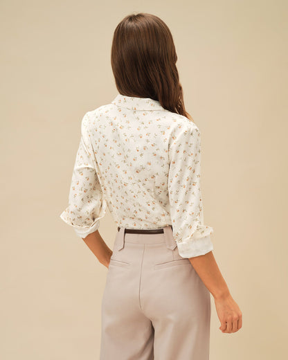 Blusa de Cuello Floral de Albaricoque