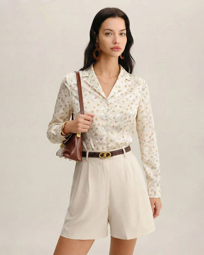 Blusa de Cuello Floral de Albaricoque