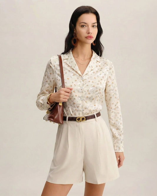 Blusa de Cuello Floral de Albaricoque