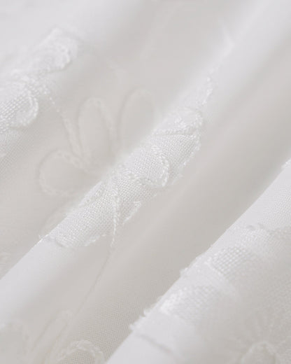 Pantalones Elásticos Texturizados Blancos con Cintura Alta