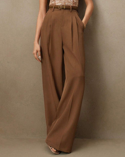Pantalones Rectos de Cintura Natural Caramelo