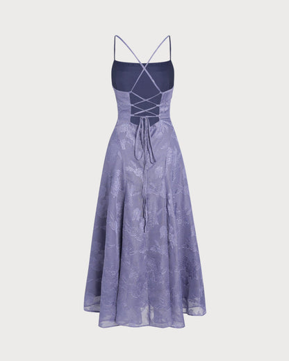 Vestido Maxi de Jacquard Azul