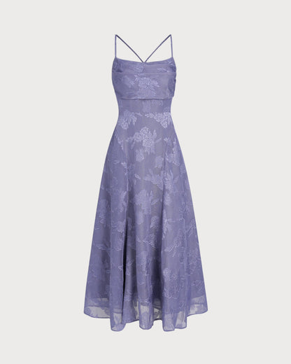 Vestido Maxi de Jacquard Azul