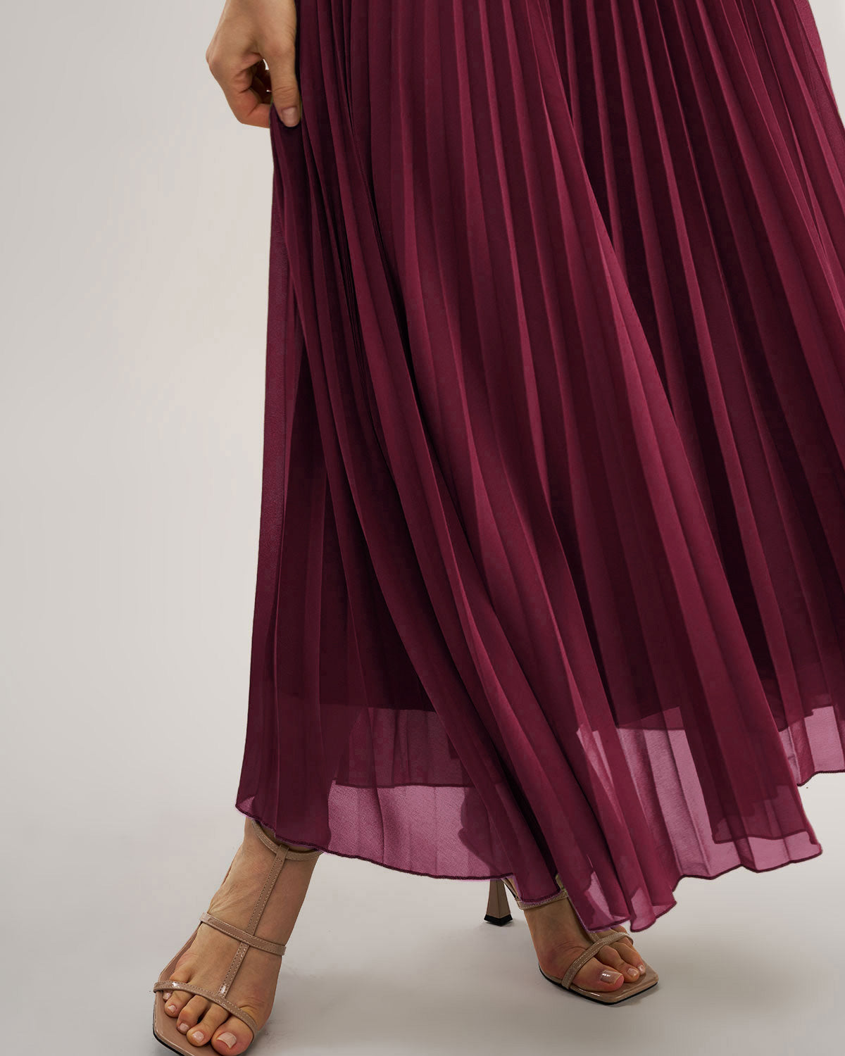 Vestido Maxi Flowy con Escote Corazón en Rojo Vino