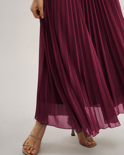 Vestido Maxi Flowy con Escote Corazón en Rojo Vino