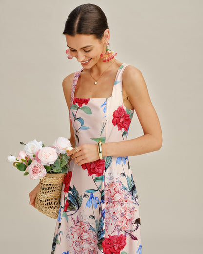 Vestido Maxi Sin Mangas en Corte A Floral