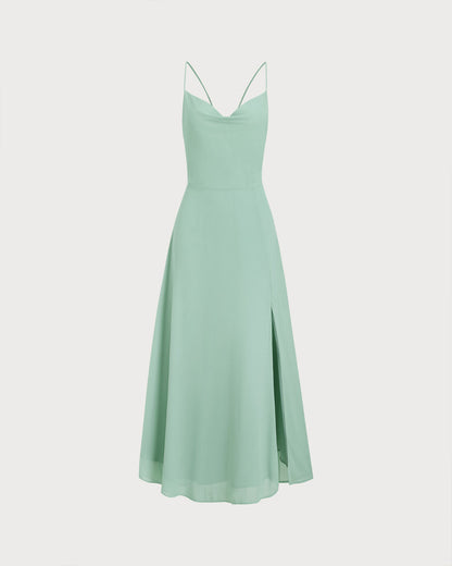 Vestido Maxi Sin Espalda A-Line Verde