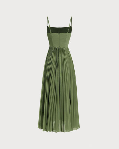 Vestido Maxi Flowy con Escote Corazón en Verde