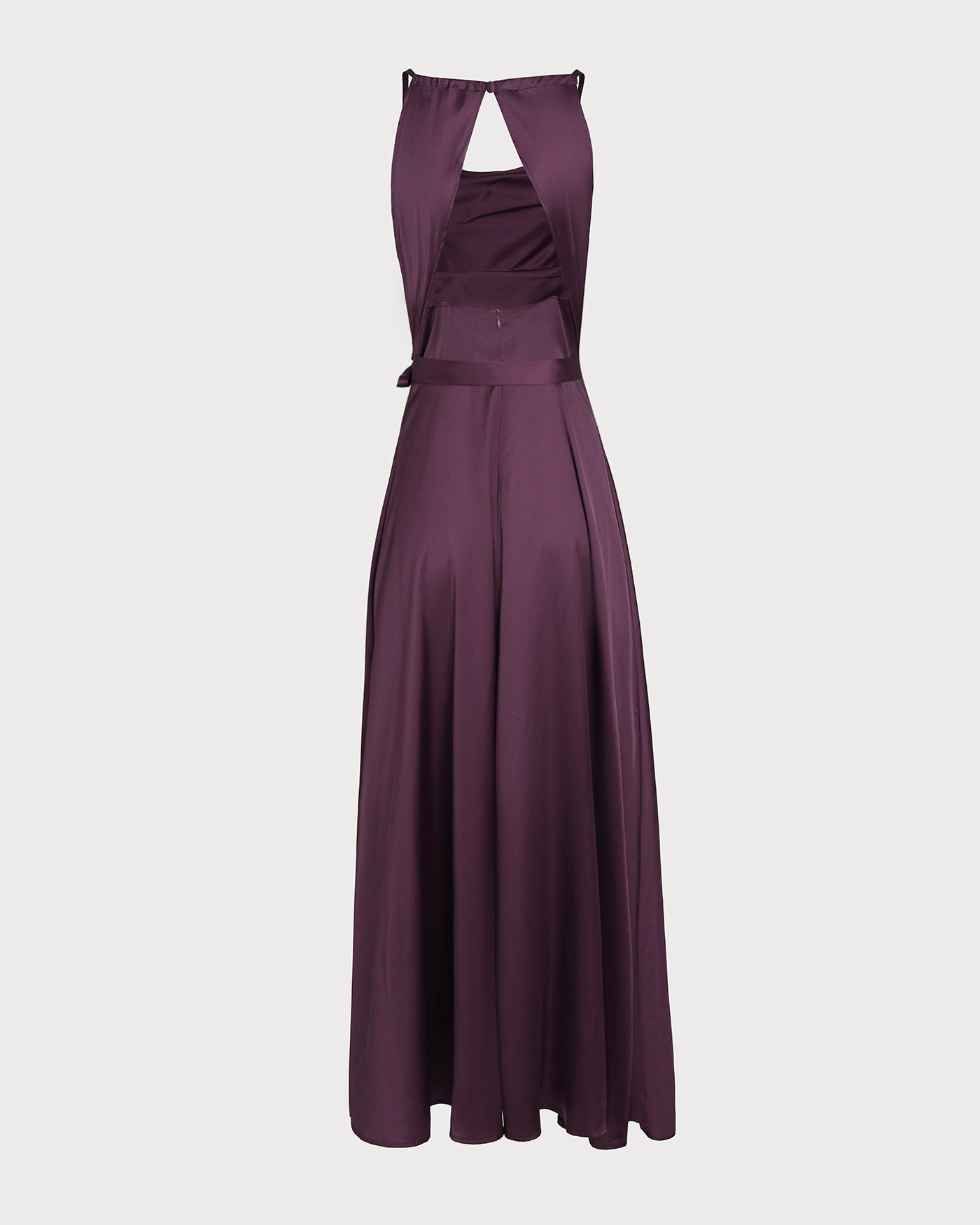 Vestido Maxi de Satén con Cuello de Cowl Morado