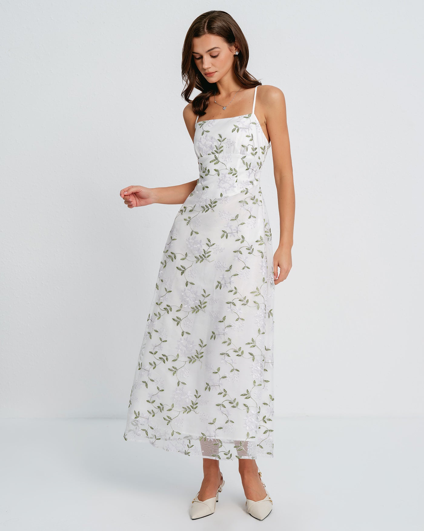 Vestido Maxi Sin Mangas Floral Blanco
