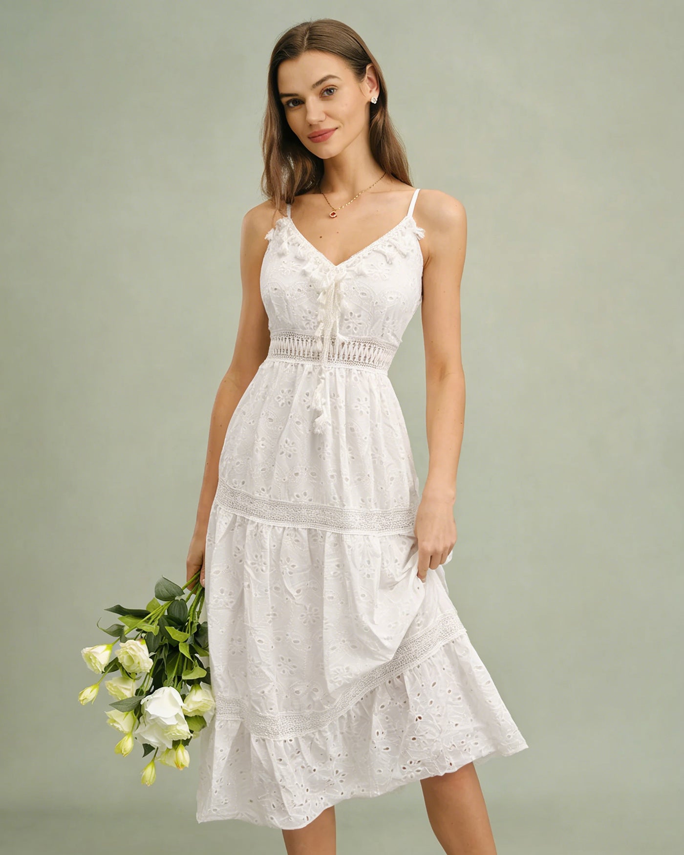 Vestido Maxi Slip Fruncido Blanco