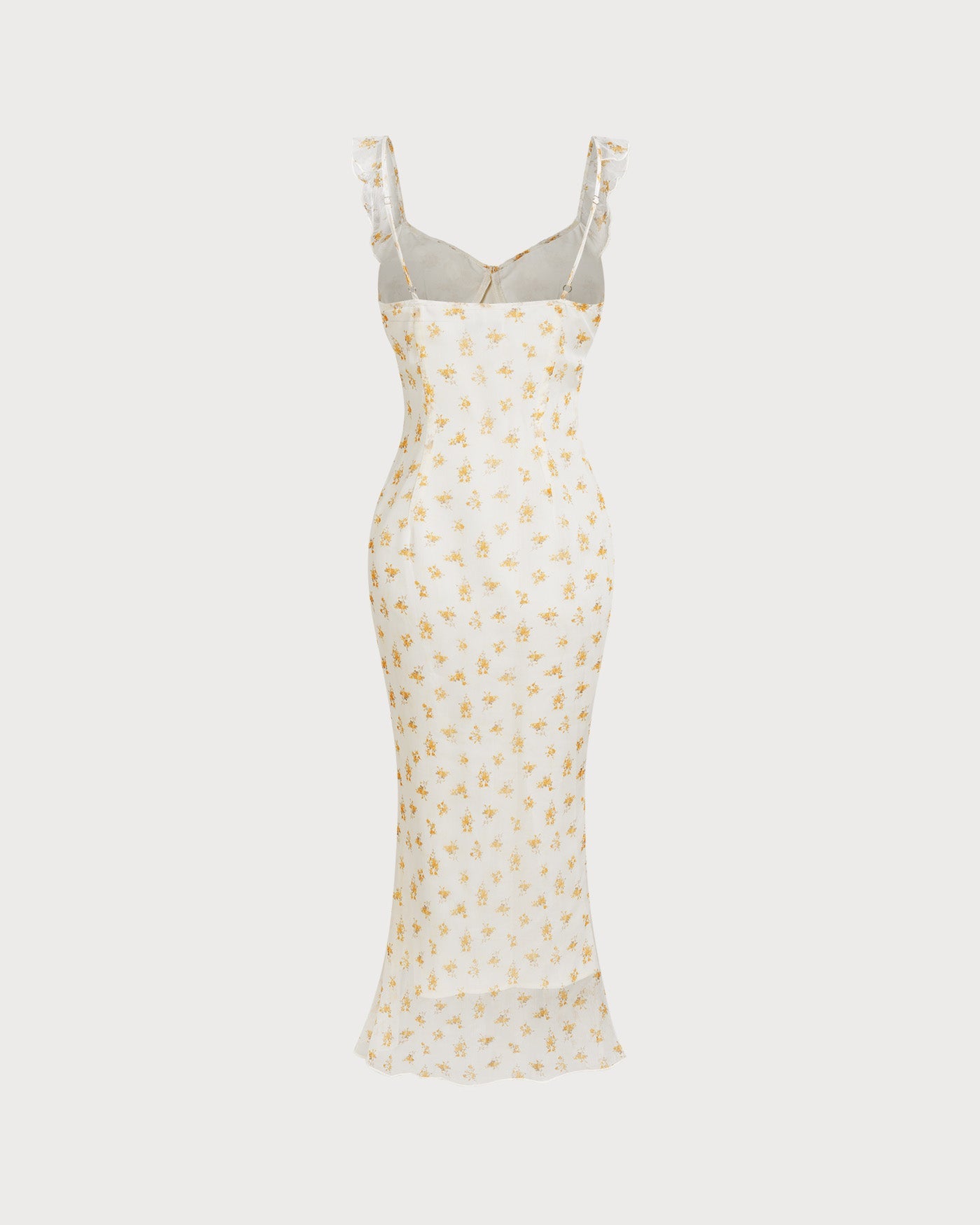 Vestido Maxi Sin Mangas con Volantes de Flor de Albaricoque