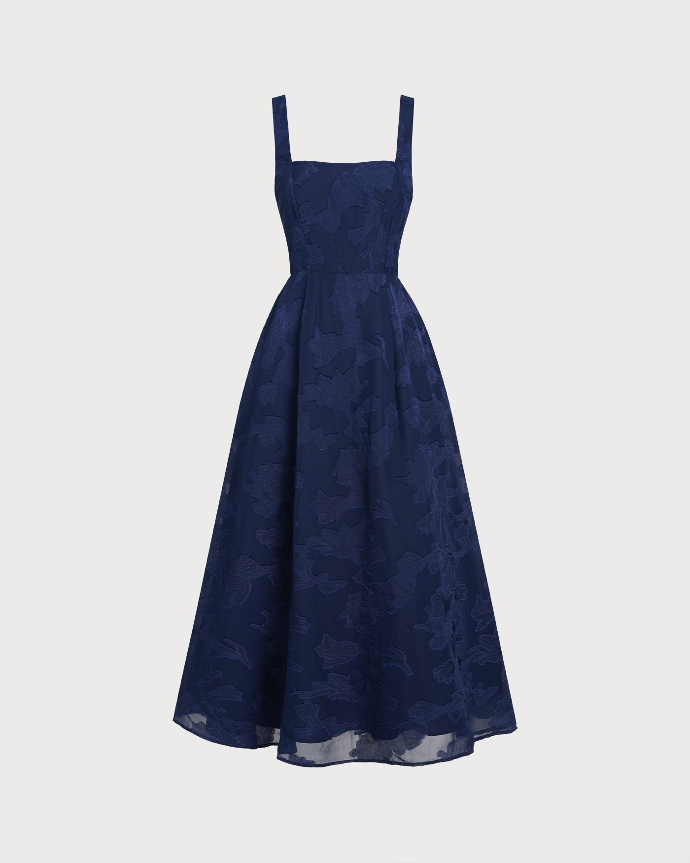 Vestido Maxi Slip Jacquard Marino