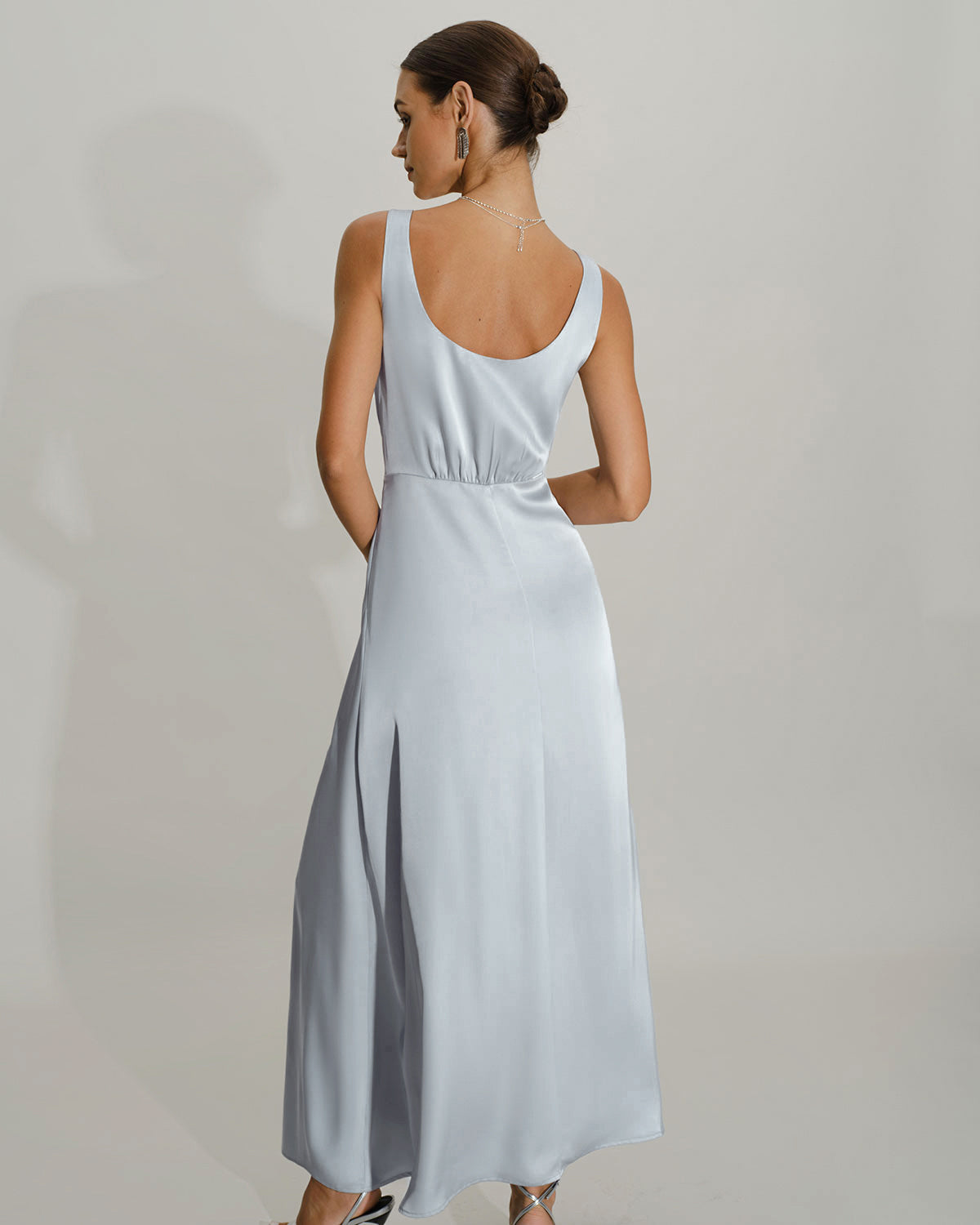 Vestido Maxi Sin Mangas A-Line Gris