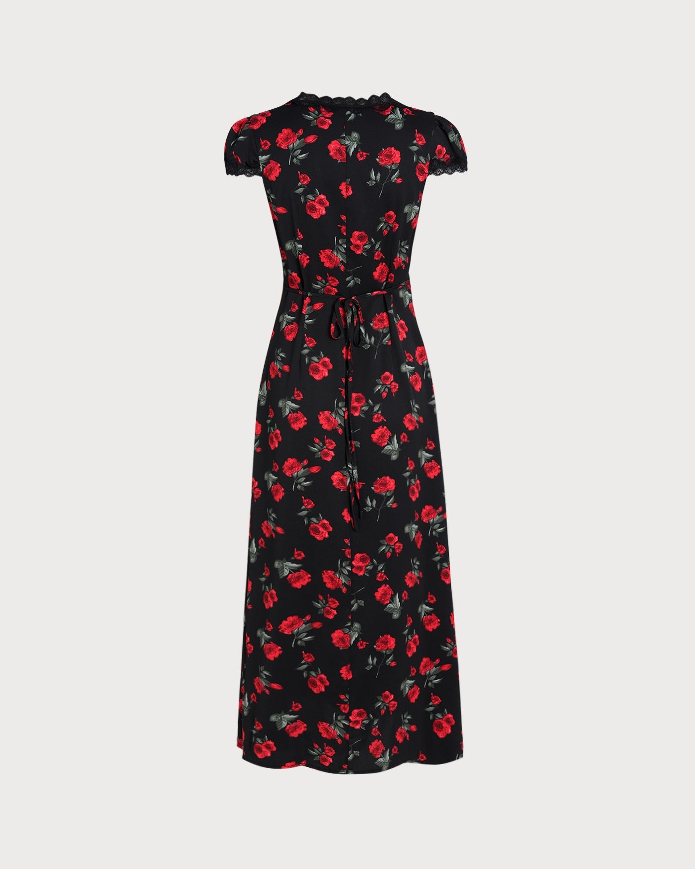 Vestido Maxi Negro Floral con Escote en V