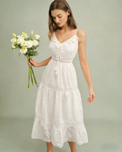 Vestido Maxi Slip Fruncido Blanco