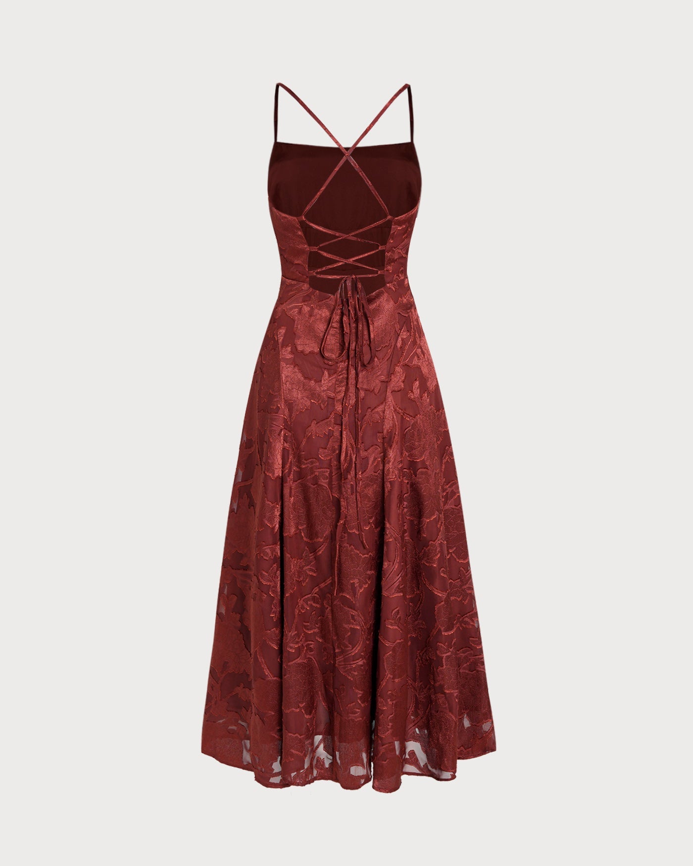 Vestido Maxi Floral Rojo Ladrillo con Cruce