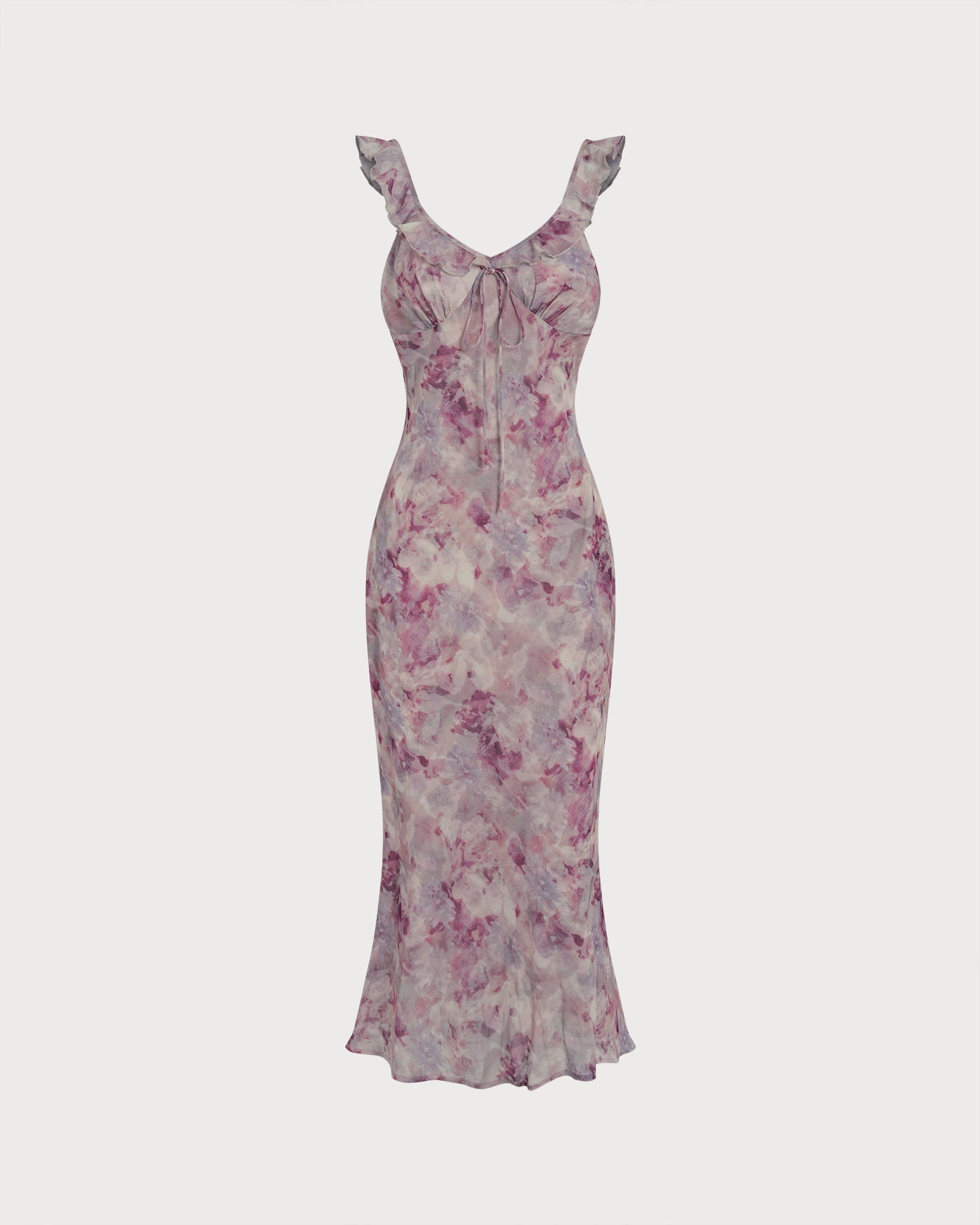 Vestido Maxi Sin Mangas A-Line con Volantes Morado