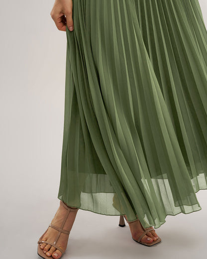 Vestido Maxi Flowy con Escote Corazón en Verde
