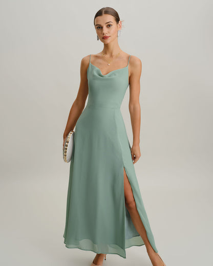 Vestido Maxi Sin Espalda A-Line Verde