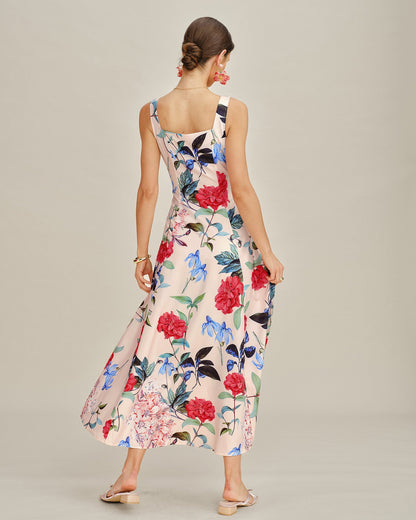 Vestido Maxi Sin Mangas en Corte A Floral