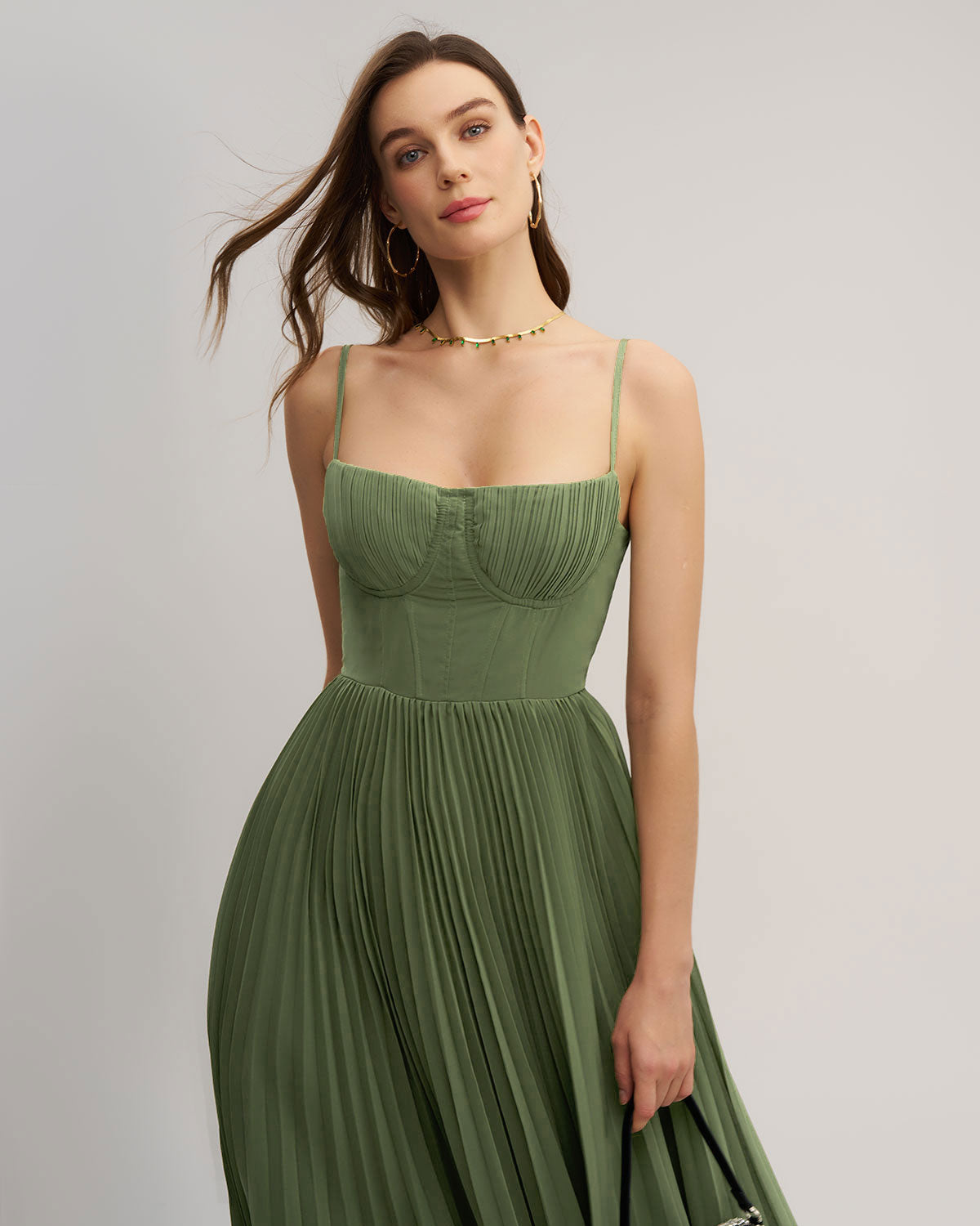 Vestido Maxi Flowy con Escote Corazón en Verde