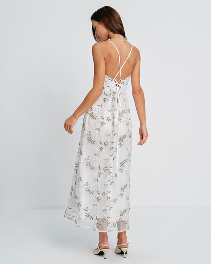 Vestido Maxi Sin Mangas Floral Blanco