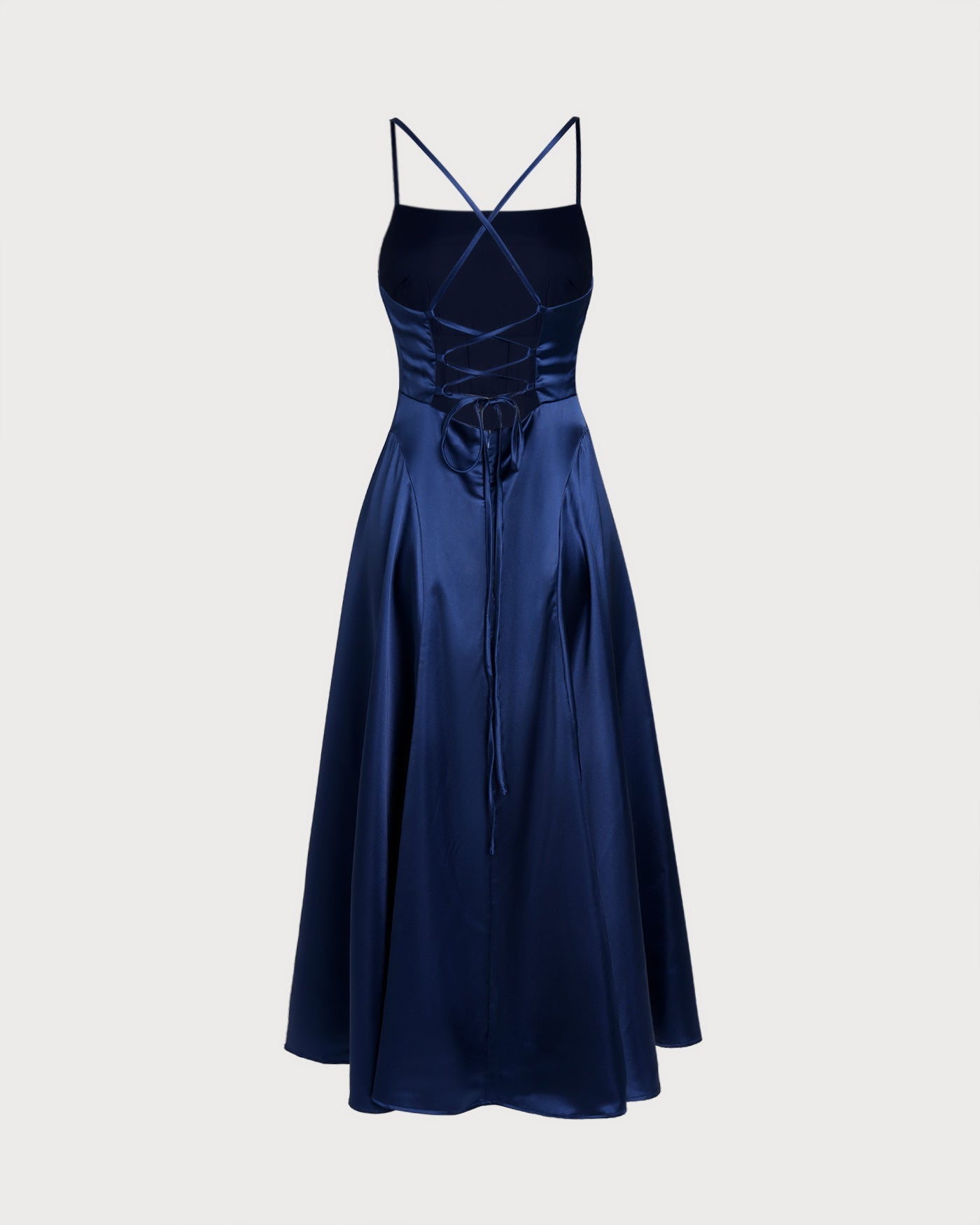 Vestido Maxi de Satén en Color Marino