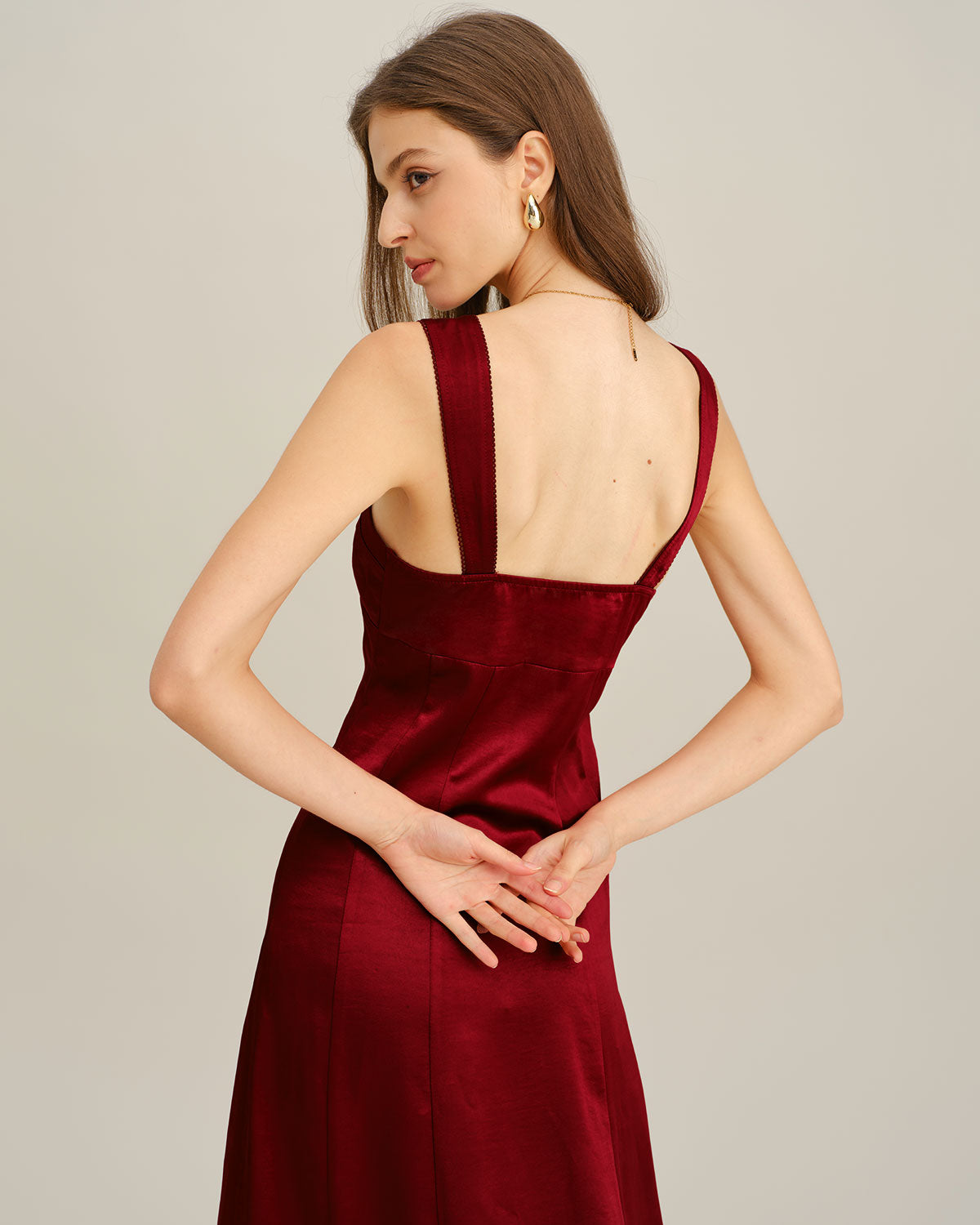 Vestido Maxi A-Line de Cuello Corazón Rojo