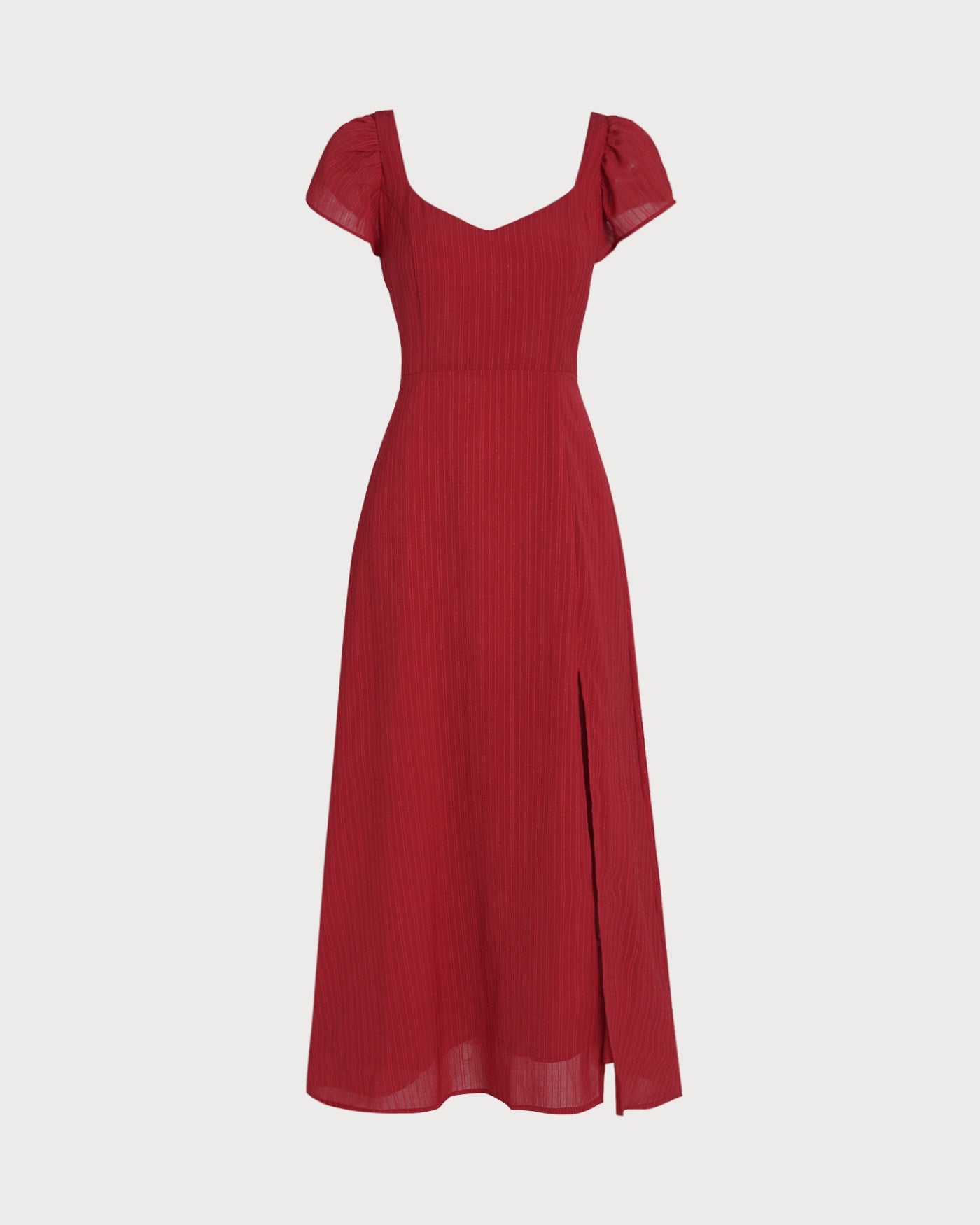Vestido Maxi Jacquard de Cuello Corazón Rojo