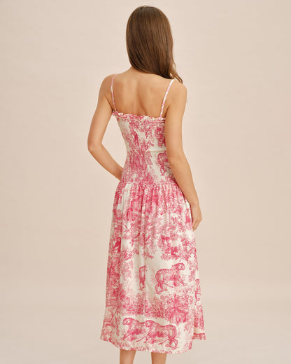 Vestido Maxi Slip Floral Rosa